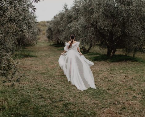 la mariée dans l'oliveraie